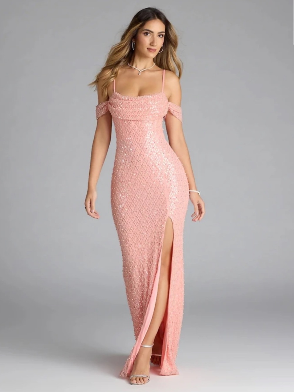 Windsor Pink Beaded Formal Gown